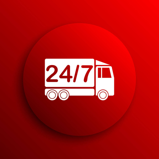24 7 icona del camion di consegna. Pulsante Internet su sfondo bianco
 - Foto, immagini