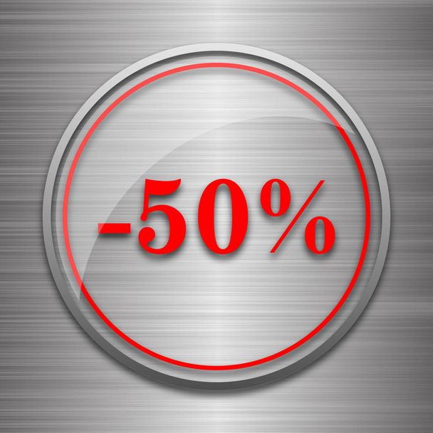 50 percent discount icon. Internet button on metallic background - Photo, Image