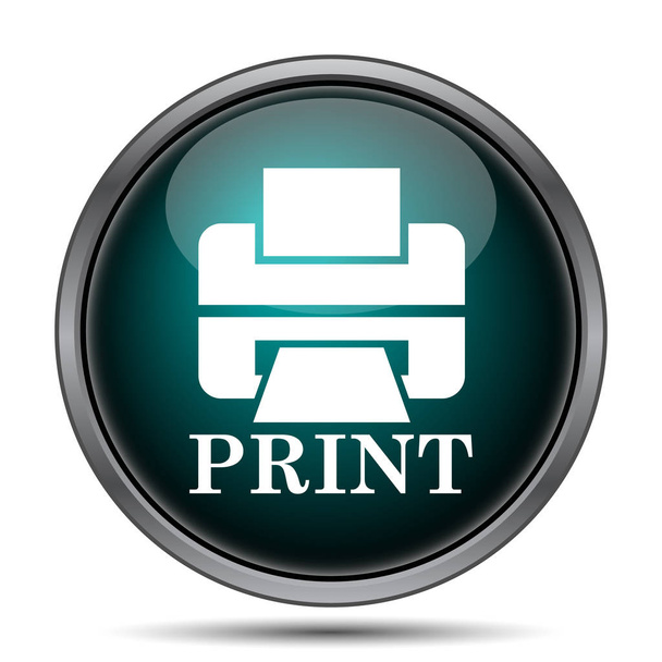 Word 印刷アイコンをプリンター。白い背景の上のインター ネット ボタン - 写真・画像