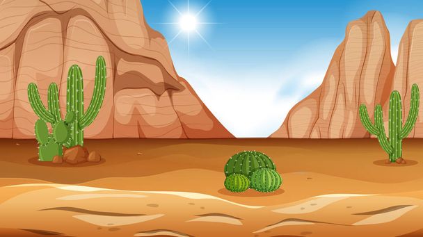 砂漠のシーン日時間図 - ベクター画像