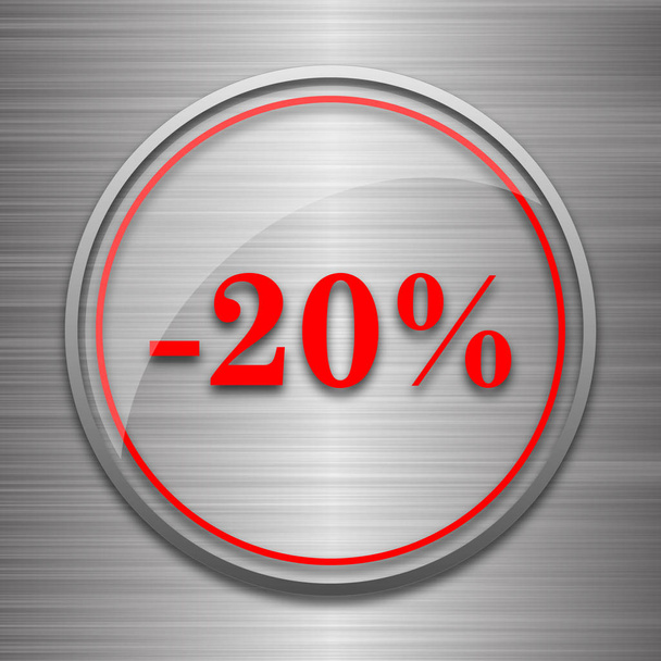 20 percent discount icon. Internet button on metallic background - Photo, Image