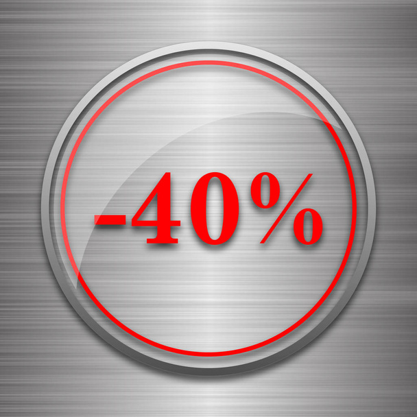 40 percent discount icon. Internet button on metallic background - Photo, Image