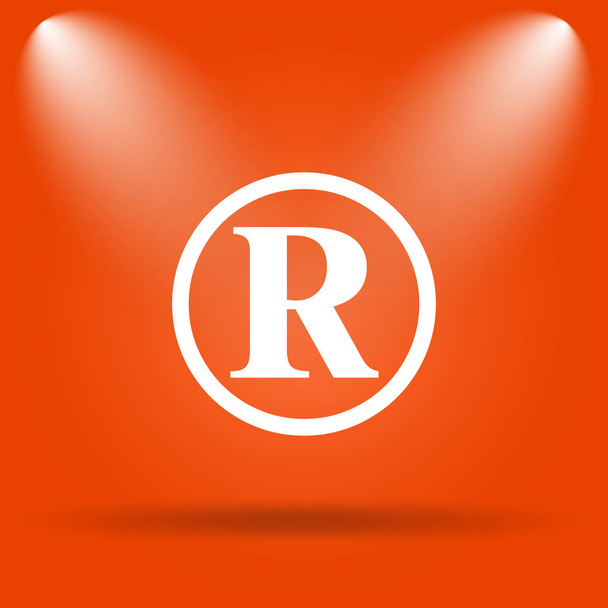 Icono de marca registrada. Botón de Internet sobre fondo naranja
 - Foto, imagen