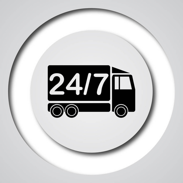 24 7 szállítás teherautó ikonra. Internet gomb fehér háttér - Fotó, kép
