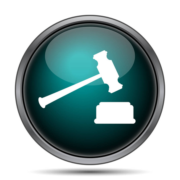 Icono de martillo juez. Botón de Internet sobre fondo blanco
 - Foto, imagen
