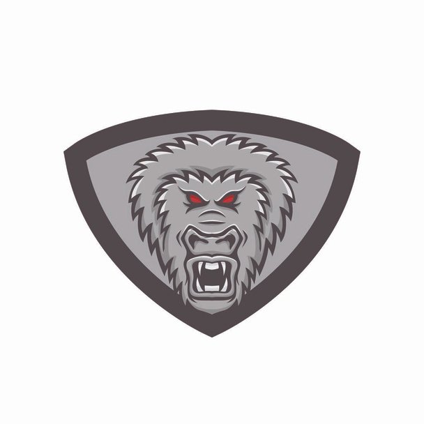 Gorilla mascotte hoofd logo premium sport embleem vectorillustratie geïsoleerd - Vector, afbeelding