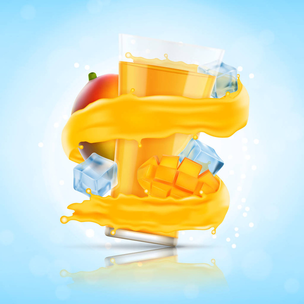 Mango juice splash - Vektor, kép