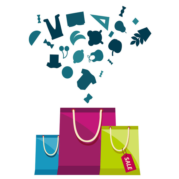 Sale Tag Shopping Bags Concept Background Vector Image - Vektör, Görsel