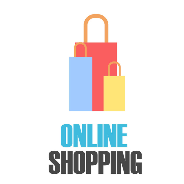 Online Shopping Colorful Bags Background Vector Image - Vektör, Görsel
