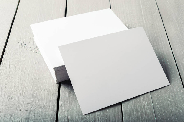 blank business cards on wooden background - Foto, Bild