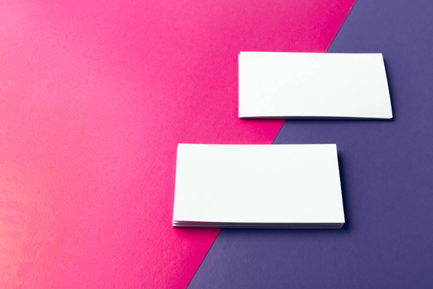 Business cards mockup on two color background - Φωτογραφία, εικόνα
