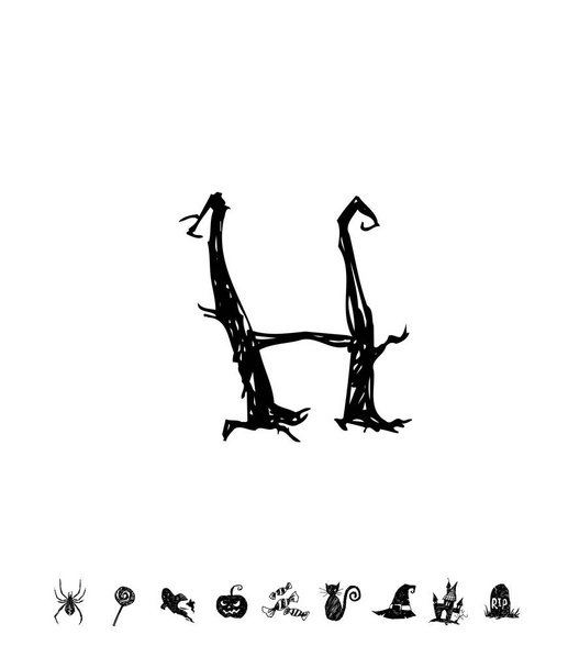 fröhliches Halloween / handgezeichnete Kalligraphie - Vektor   - Vektor, Bild