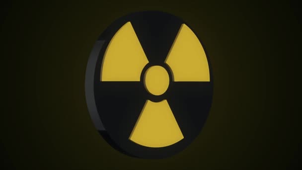 Στρογγυλή περιστρεφόμενη πυρηνικών και σήμα βιολογικού κινδύνου. Grunge σύμβολο του βιολογικού κινδύνου. Σύμβολο του πυρηνικού αντιδραστήρα. Σήμα βιολογικού κινδύνου grunge - Πλάνα, βίντεο