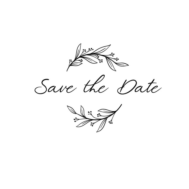 Save the Date calligraphy. Wedding phrase for invitations design, cards, banners, photo overlays. Isolated on white. - Vector, Imagen
