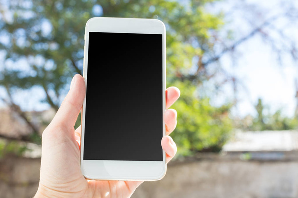 mobile, smartphone with black blank screen - Φωτογραφία, εικόνα