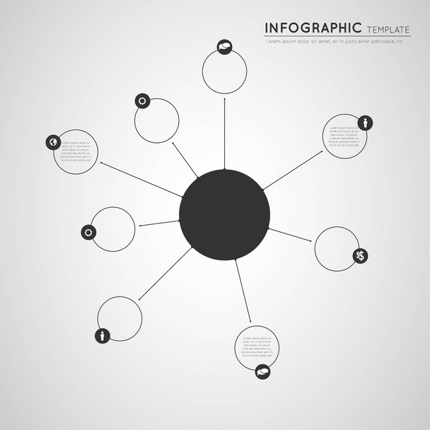 infographic template, connected line circles with icons - Vettoriali, immagini