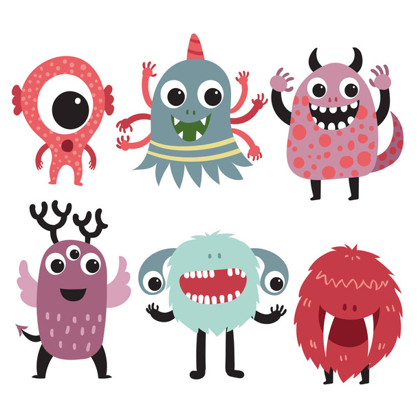 monster collectie Characterdesign, monster vector collectie design - Vector, afbeelding