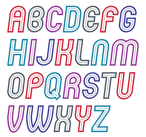 Vector vintage creative script, modern bold rounded alphabet letters set, for use as retro poster design elements. - Вектор,изображение