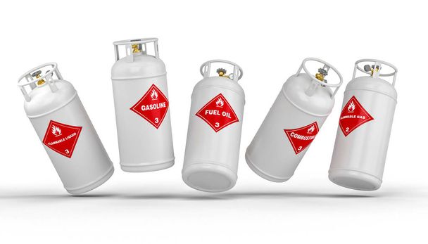 different dangerous cylinder container 3d rendering image - Fotografie, Obrázek