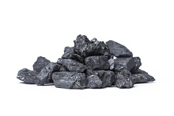 Natural wood charcoal Isolated on white - Foto, Imagen