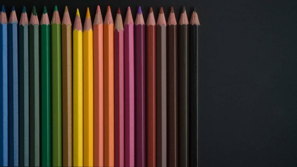 color pencils on black background close up	 - Photo, image