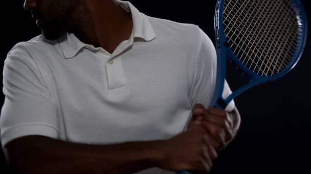 Professional masculine tennis player training before tournament active lifestyle - Fotó, kép