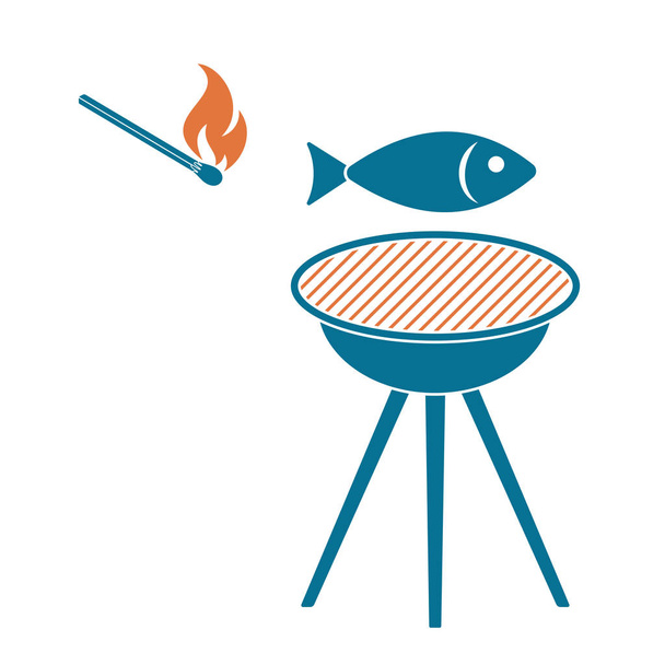 Grilled fish icon. Vector illustratio - Vector, Image