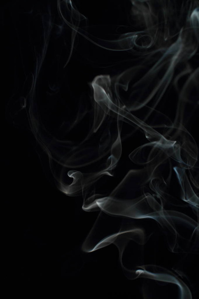 White smoke texture on black background - Φωτογραφία, εικόνα