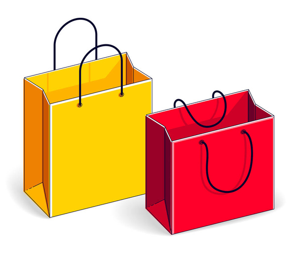 ikona żółte i czerwone torby na zakupy - Wektor, obraz