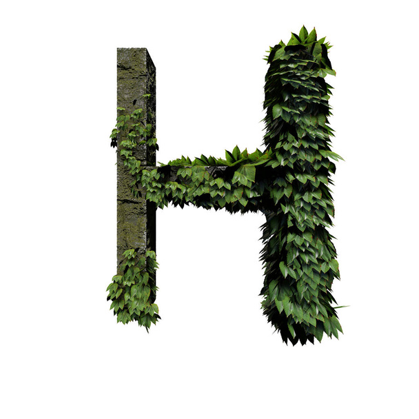 Stone foliage letter 3D rendering - Zdjęcie, obraz