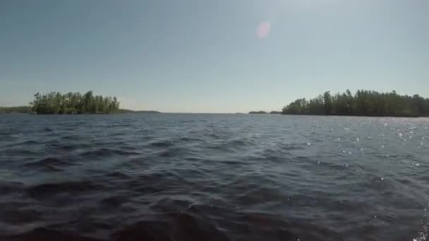 Boating Toward Islands in Rainy Lake in Minnesota - Felvétel, videó