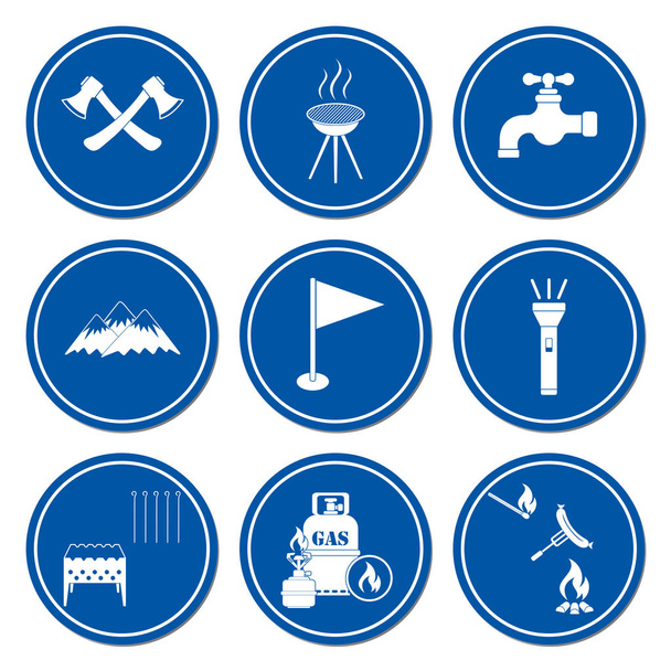 Set of travel and camping equipment icons. Vector illustration - Vector, Image