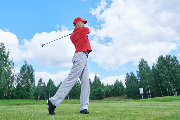 golfer in golf field with club - Photo, Image
