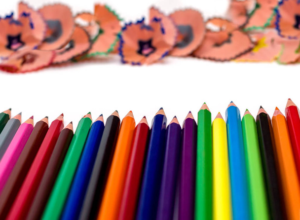 Color pencils, place for text on a white background. - 写真・画像