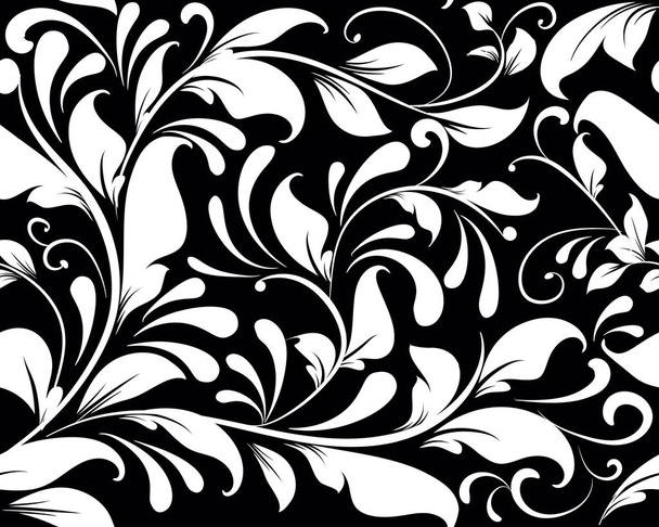 Vintage black and white floral vector seamless pattern. Monochrome ornamental damask background. Elegance hand drawn ornament in renaissance style. Decorative design for wallpapers, fabric, printing - Vektor, kép