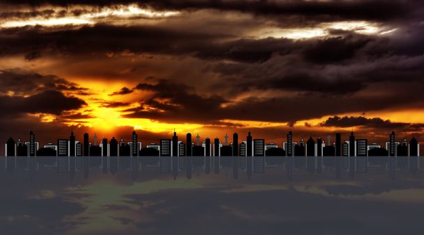 panoráma města proti západu slunce hdr - Fotografie, Obrázek