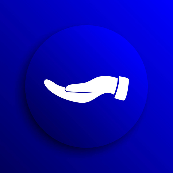 Значок руки. Кнопка Интернет на синем фоне
 - Фото, изображение