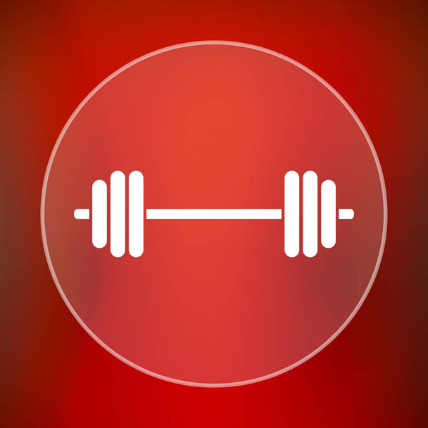 Gewichtheffen-pictogram. Internet knop op rode achtergrond - Foto, afbeelding