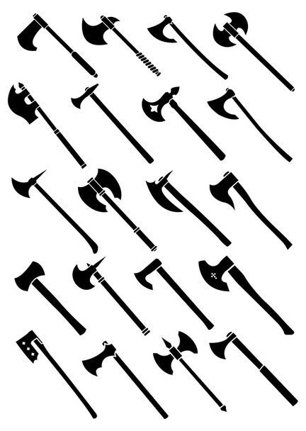 Achsen und Schlachtachsen Silhouetten - Vektor, Bild