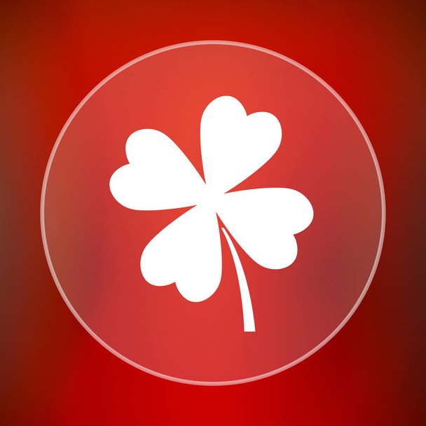 Clover icon. Internet button on red background - Photo, Image