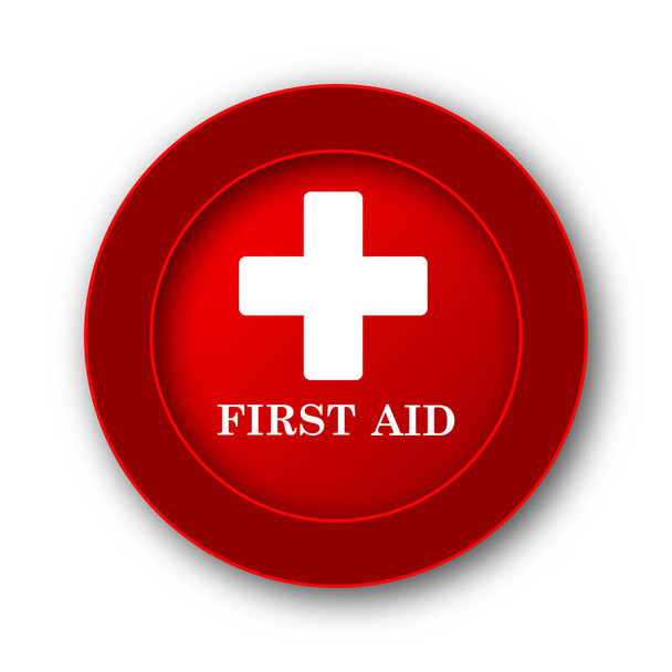 Icono de primeros auxilios. Botón de Internet sobre fondo blanco
. - Foto, imagen