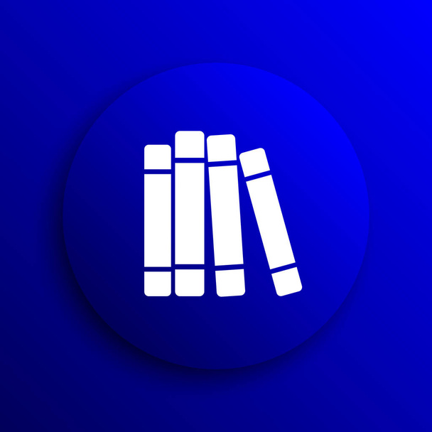 Icône bibliothèque de livres. Bouton Internet sur fond bleu
 - Photo, image