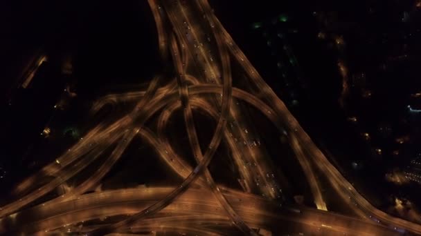 aerial view of the road junction in Moscow at night - Footage, Video