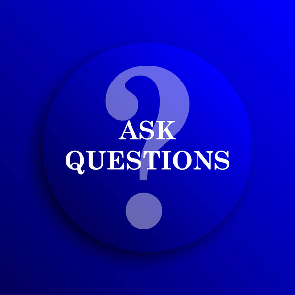 Vragen vragen pictogram. Internet knop op blauwe achtergrond - Foto, afbeelding