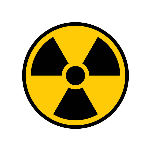 Ραδιενεργή προειδοποίηση κίτρινος κύκλος. Σύμβολο διανύσματος προειδοποίησης ραδιενέργειας. - Διάνυσμα, εικόνα