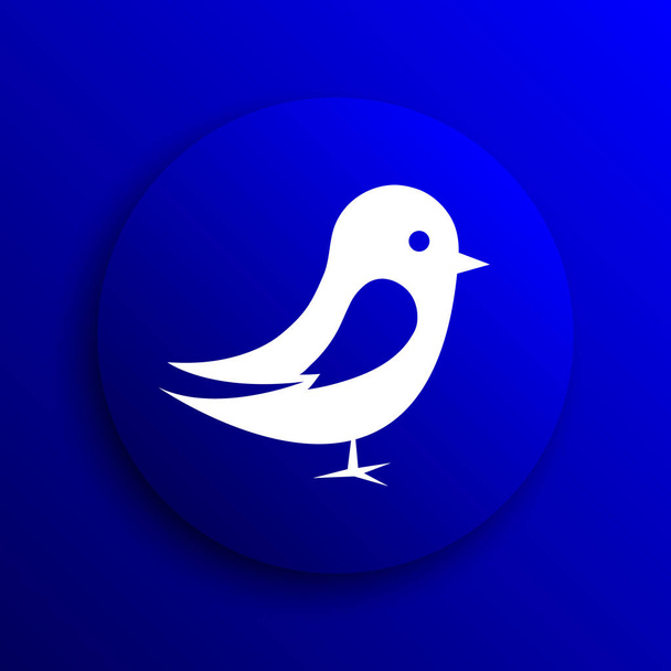 Εικονίδιο πτηνών. Κουμπί Internet σε μπλε φόντο - Φωτογραφία, εικόνα