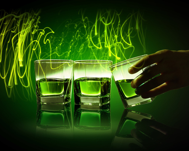 Three glasses of green absinth - Foto, immagini