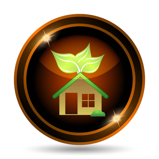 Eco ház ikonra. Internet gomb fehér háttér - Fotó, kép