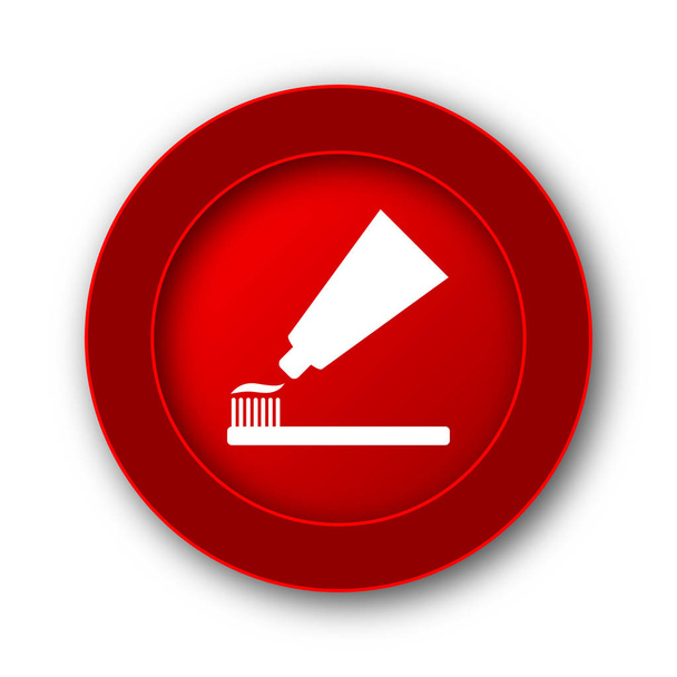 Pasta de dentes e ícone de escova. Botão de Internet no fundo branco
. - Foto, Imagem