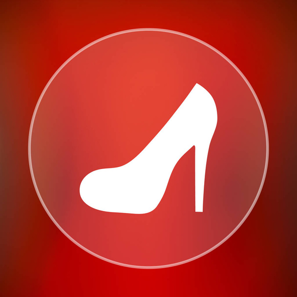 High heel icon. Internet button on red background - Photo, Image